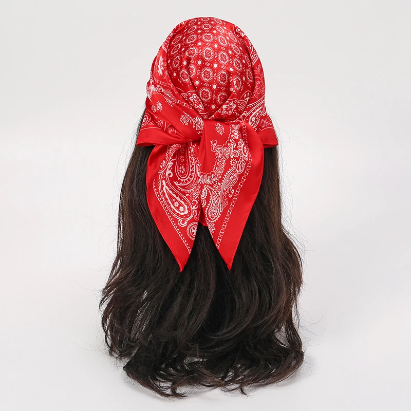 Retro Paisley Print Designer Scarf Women 70x70cm Silk Scarves Luxury Hip-hop Hijab Bandana Neckerchief Shawl Hair Band