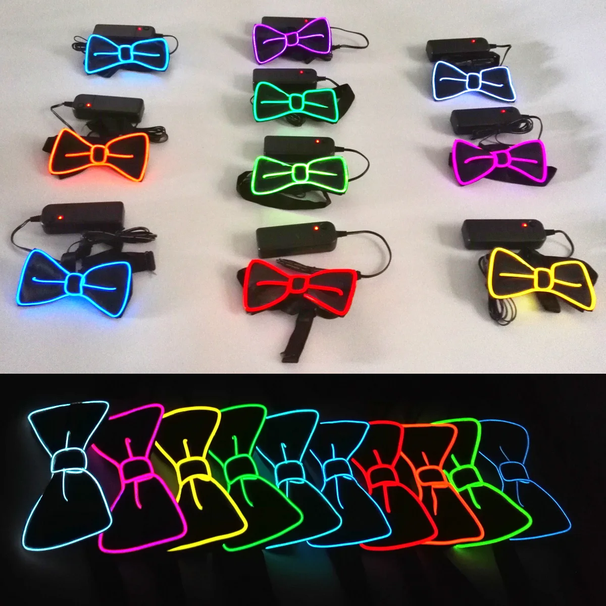 Luminous Tie EL, Neon Light, LED Tie Glowing Party Christmas Night Decoration DJ Bar Club Stage Props Costume Novelty Gift