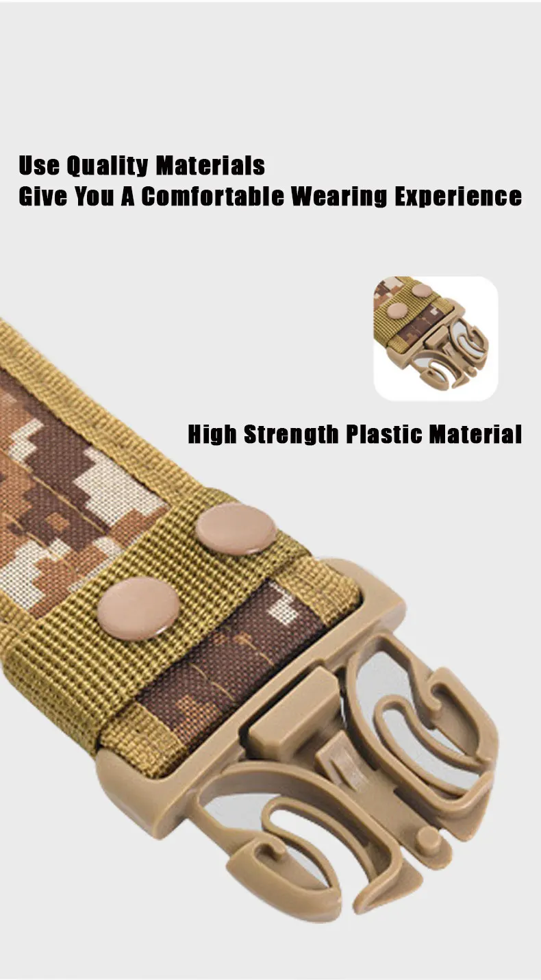 New Style Men's Outdoor Camouflage Tactical Belt - Durable Nylon Wide Waist Belt for Mountaineering, Hiking, Work & Casual Wear