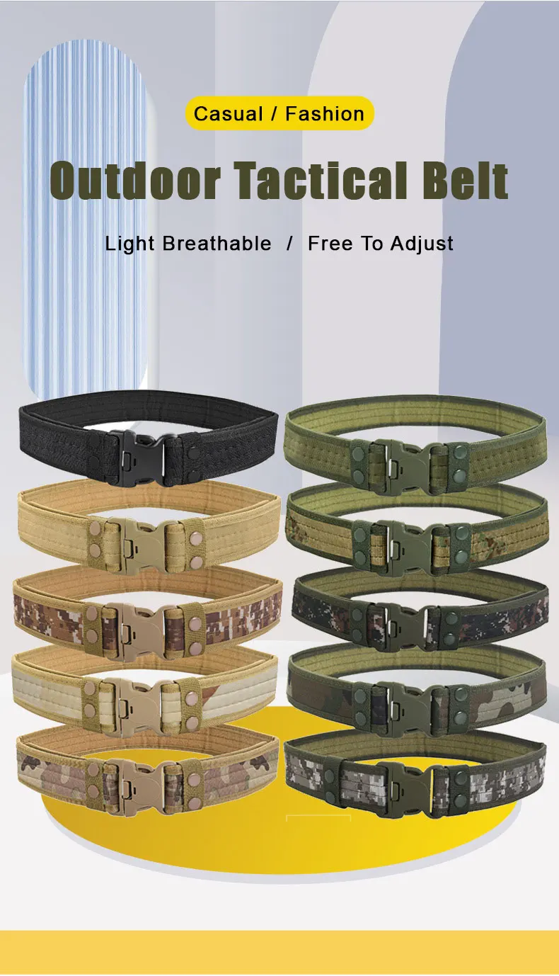 New Style Men's Outdoor Camouflage Tactical Belt - Durable Nylon Wide Waist Belt for Mountaineering, Hiking, Work & Casual Wear