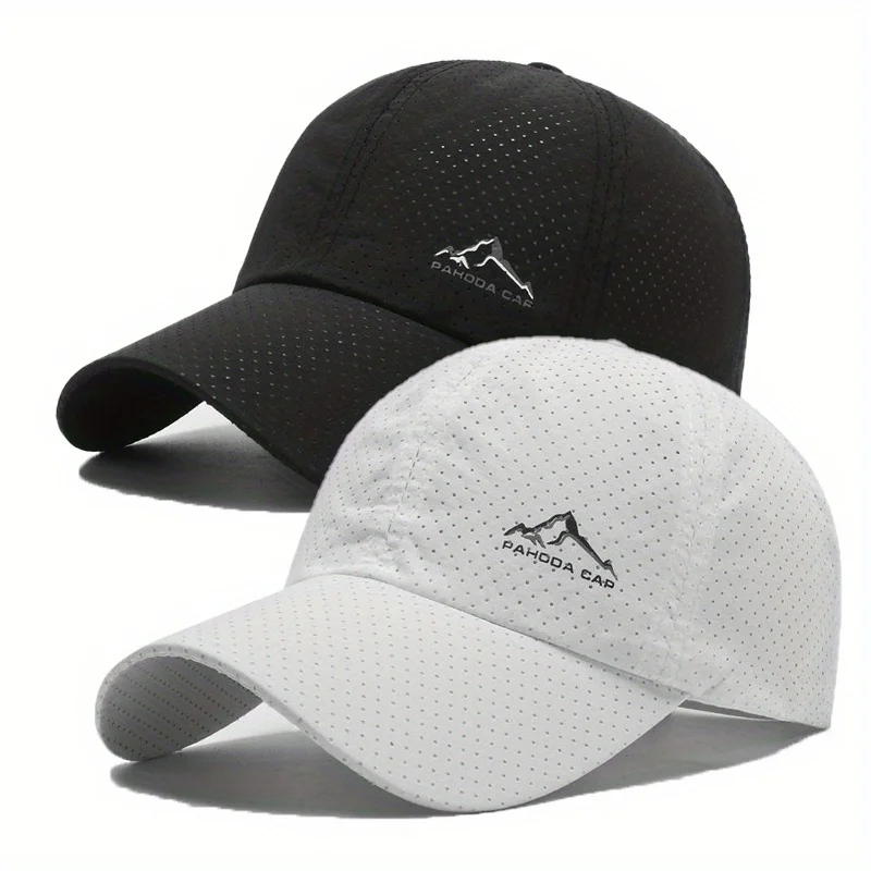 2Pcs/Set Outdoor Quick Dry Printed Baseball Cap Snow Mountain Logo Unisex Sports Cap for Travel Hiking Casual Fashion Trend Cap