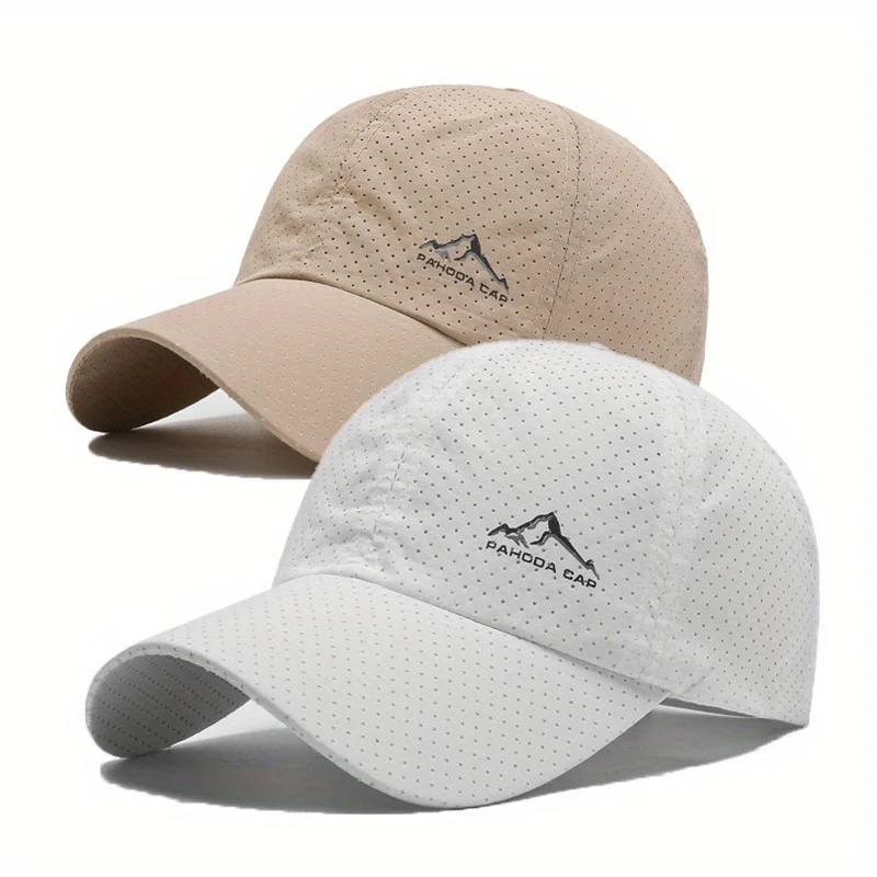 2Pcs/Set Outdoor Quick Dry Printed Baseball Cap Snow Mountain Logo Unisex Sports Cap for Travel Hiking Casual Fashion Trend Cap
