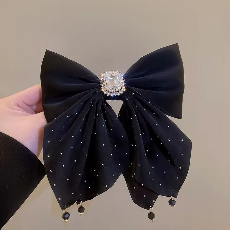 1pc Korean bow large hair clip, women's autumn high-end feeling, ponytail spring clip, new year, high-end
