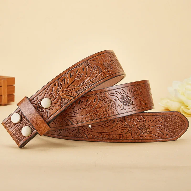 3.8cm Belts Without Buckle Pu Leather Belt Body No Buckle Strap for Smooth Buckle Belt High Quality Male Belts