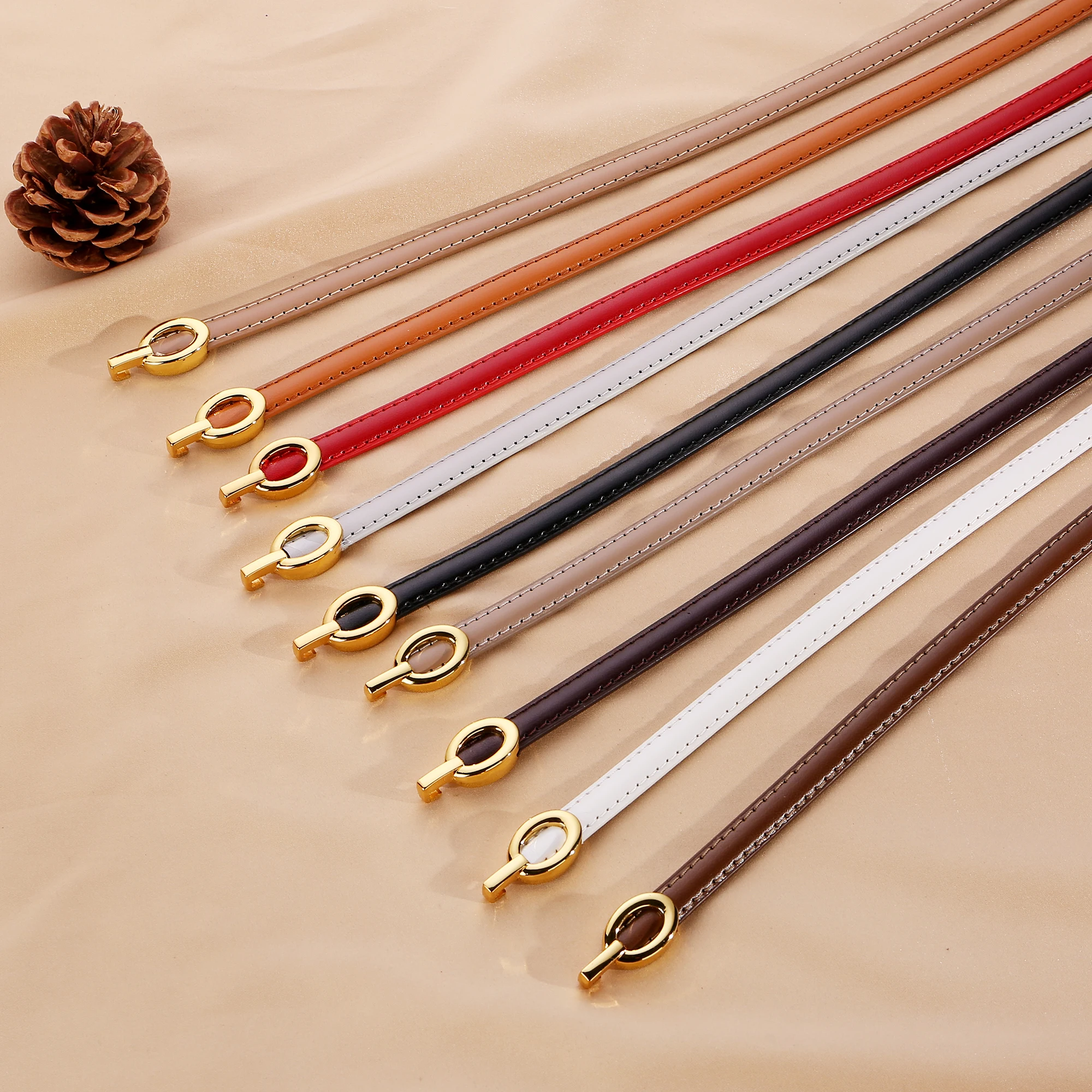 Genuine Leather Thin Belt for Women Minimalist and Versatile Accessory for Dresses Skirts Jeans and More