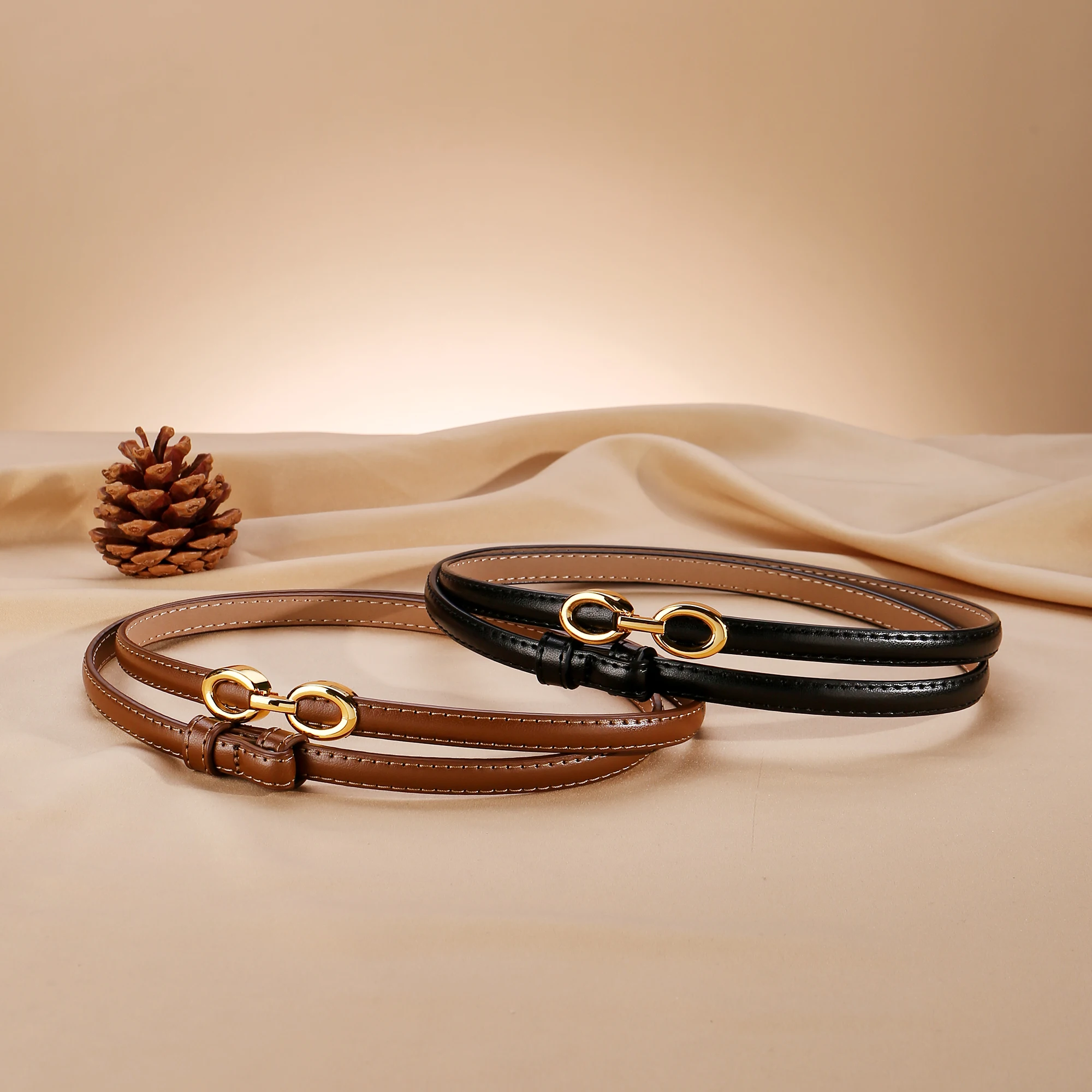 Genuine Leather Thin Belt for Women Minimalist and Versatile Accessory for Dresses Skirts Jeans and More