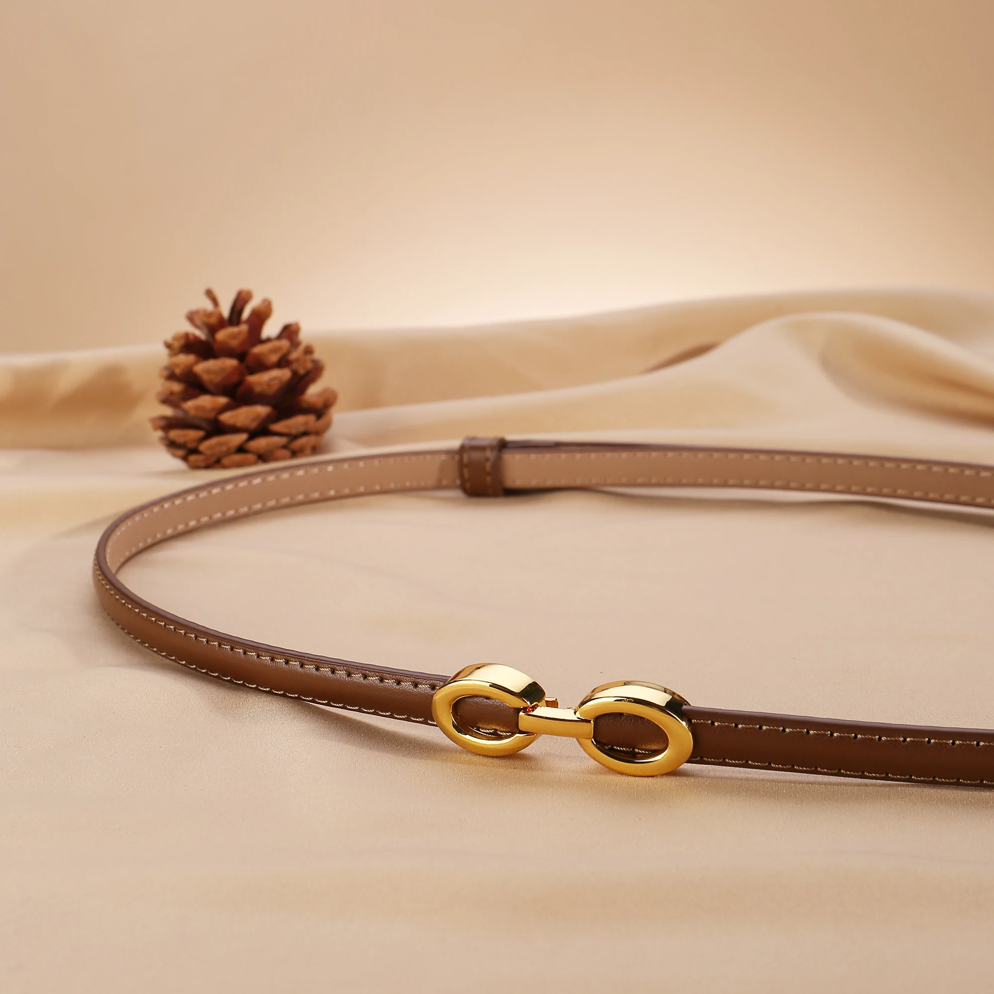 Genuine Leather Thin Belt for Women Minimalist and Versatile Accessory for Dresses Skirts Jeans and More
