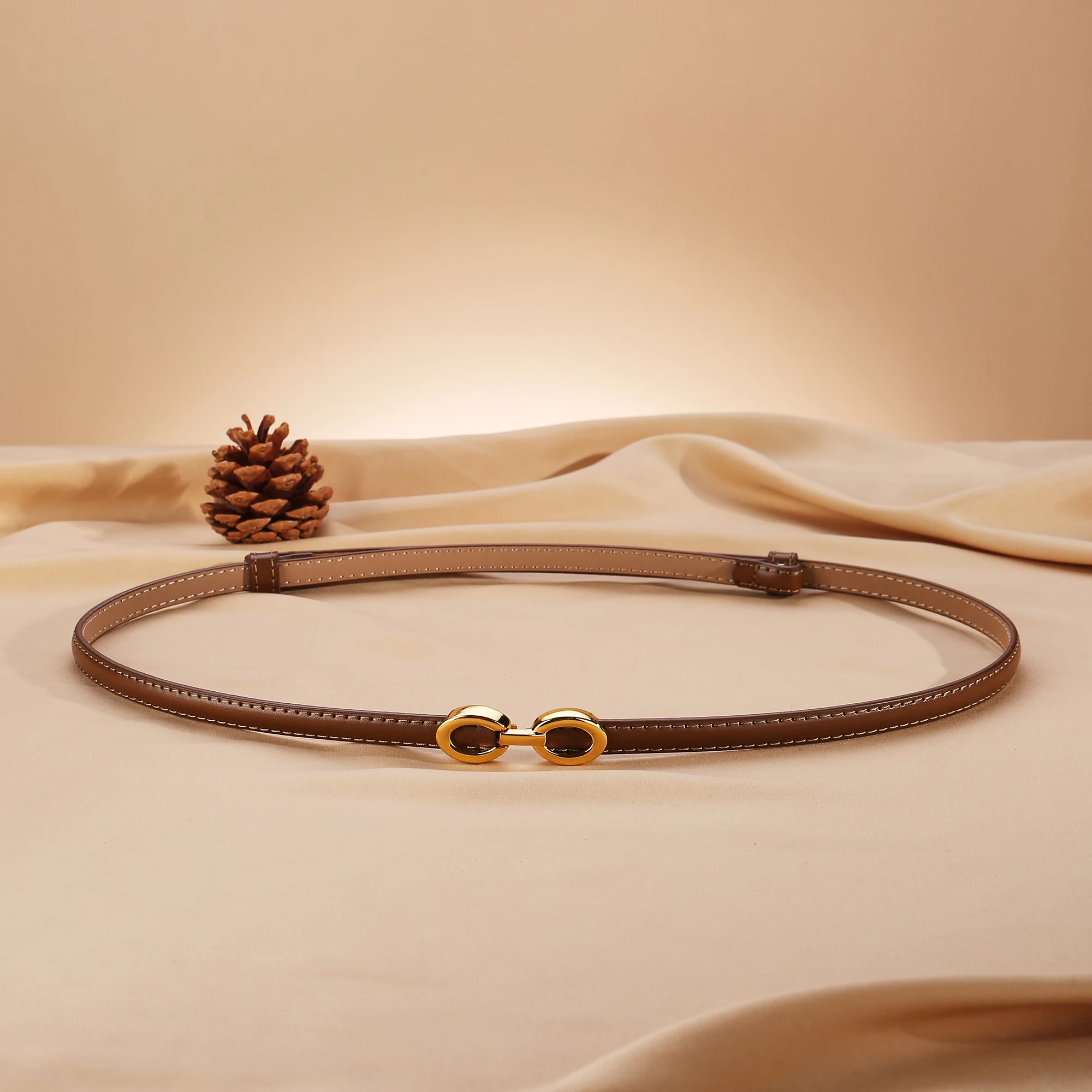 Genuine Leather Thin Belt for Women Minimalist and Versatile Accessory for Dresses Skirts Jeans and More