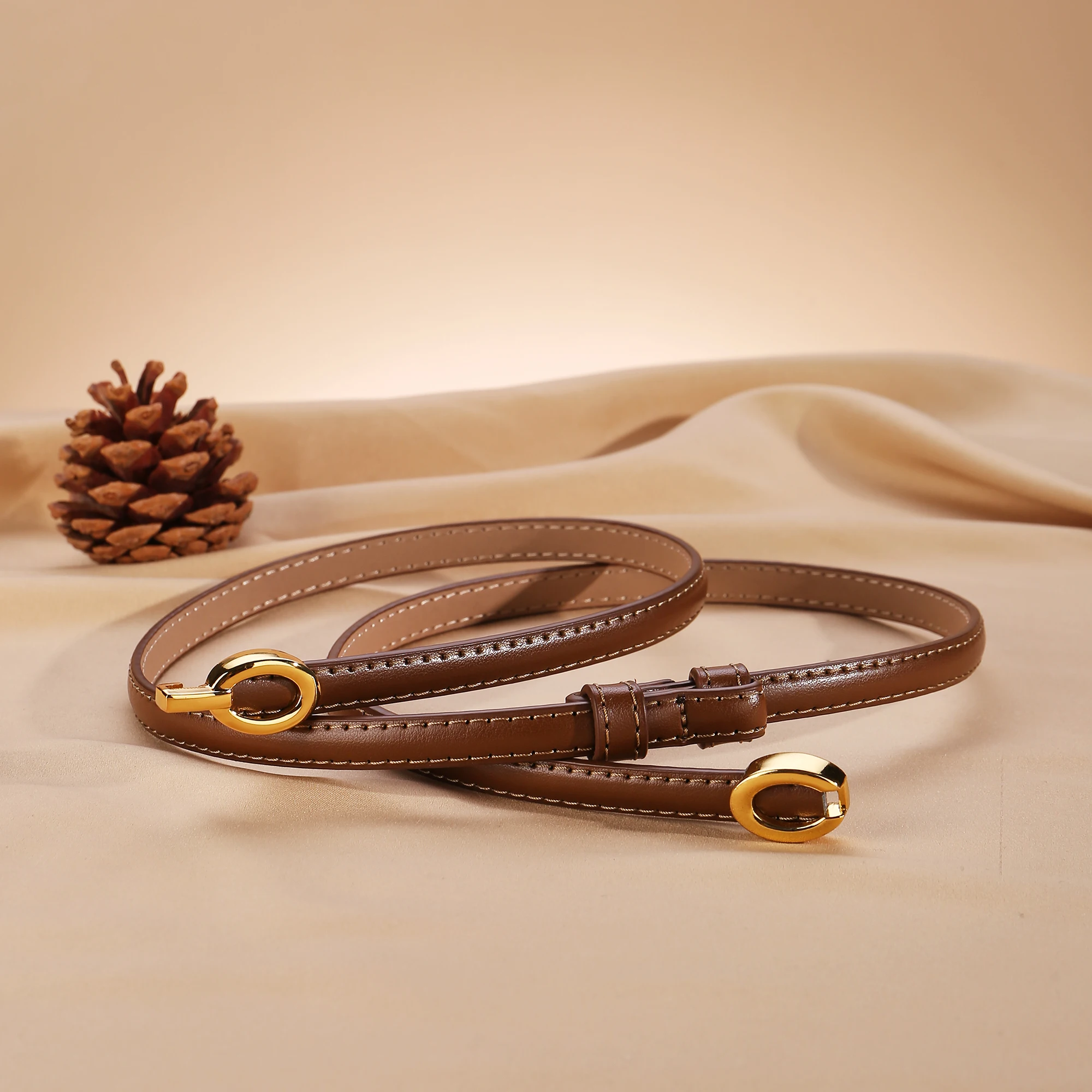 Genuine Leather Thin Belt for Women Minimalist and Versatile Accessory for Dresses Skirts Jeans and More