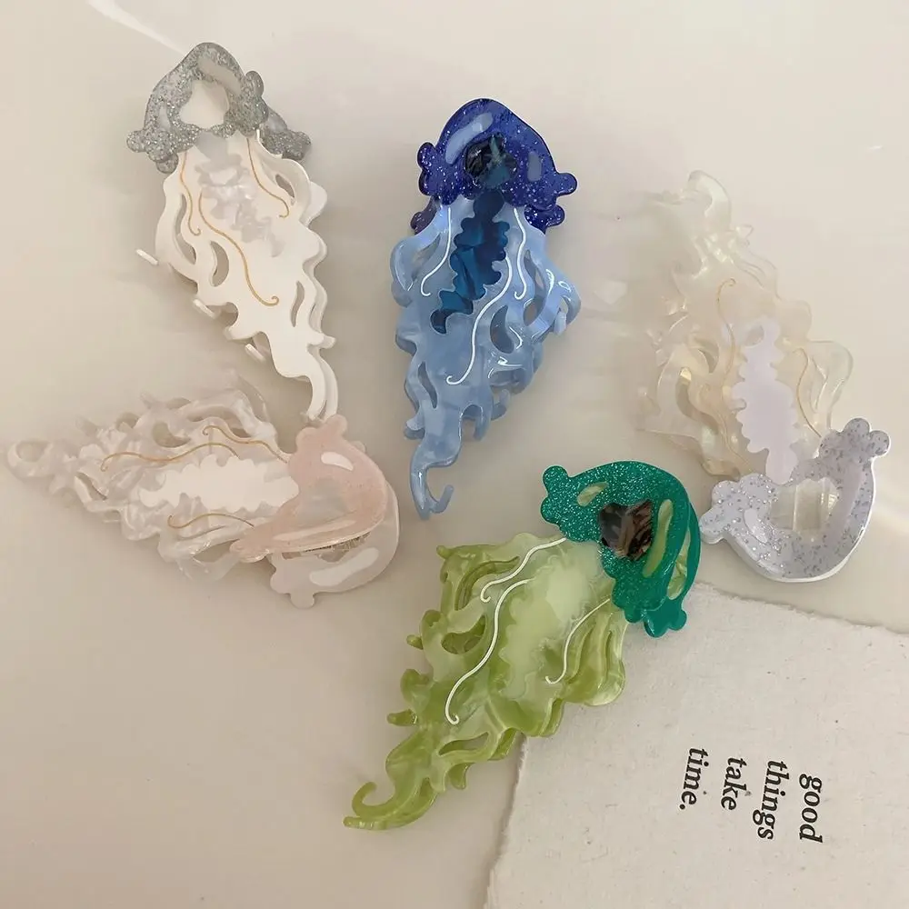 1Pcs New Shark Jellyfish Hair Clip Acetate Labge Marine Life Hair Claw Summer Beach Colorful Hair Accessories Women Girls