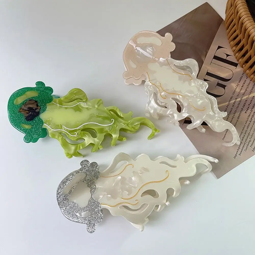 1Pcs New Shark Jellyfish Hair Clip Acetate Labge Marine Life Hair Claw Summer Beach Colorful Hair Accessories Women Girls