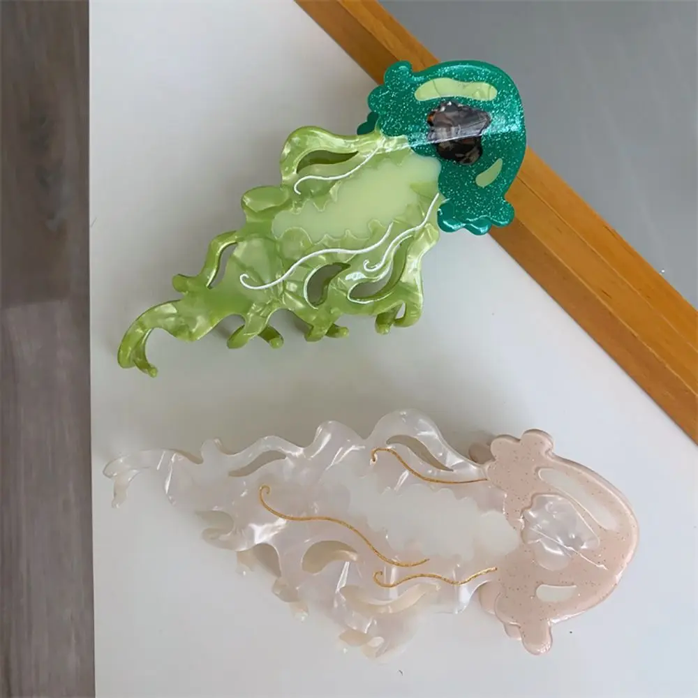1Pcs New Shark Jellyfish Hair Clip Acetate Labge Marine Life Hair Claw Summer Beach Colorful Hair Accessories Women Girls