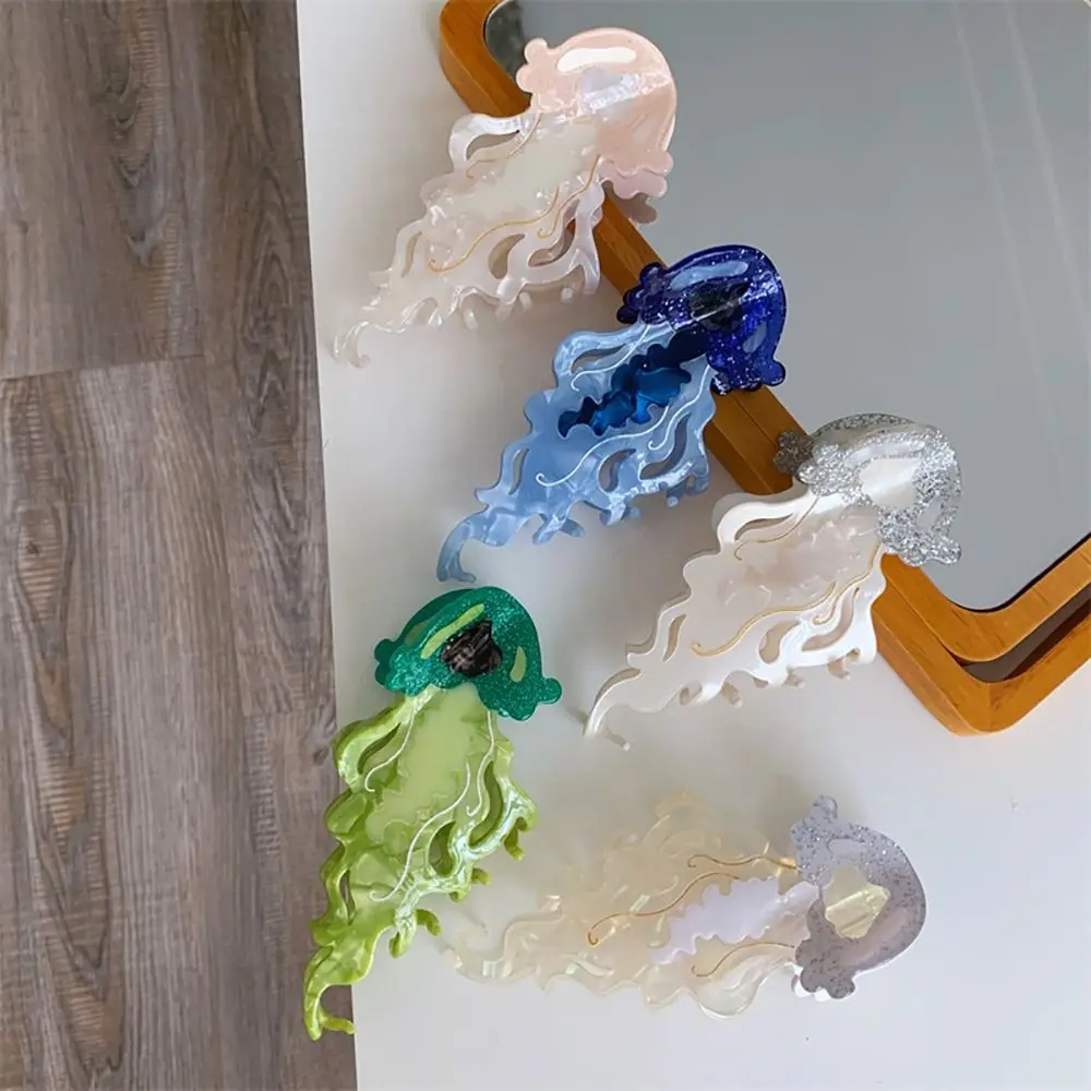 1Pcs New Shark Jellyfish Hair Clip Acetate Labge Marine Life Hair Claw Summer Beach Colorful Hair Accessories Women Girls