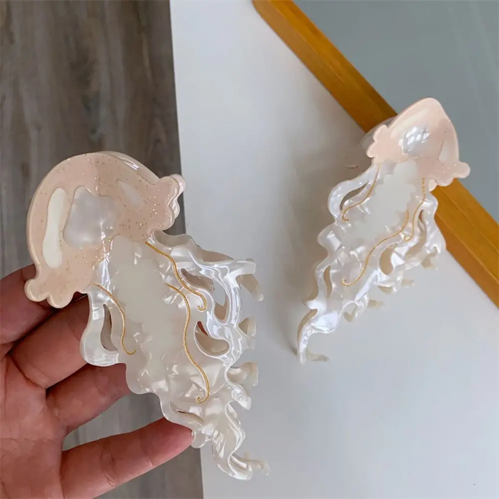 1Pcs New Shark Jellyfish Hair Clip Acetate Labge Marine Life Hair Claw Summer Beach Colorful Hair Accessories Women Girls