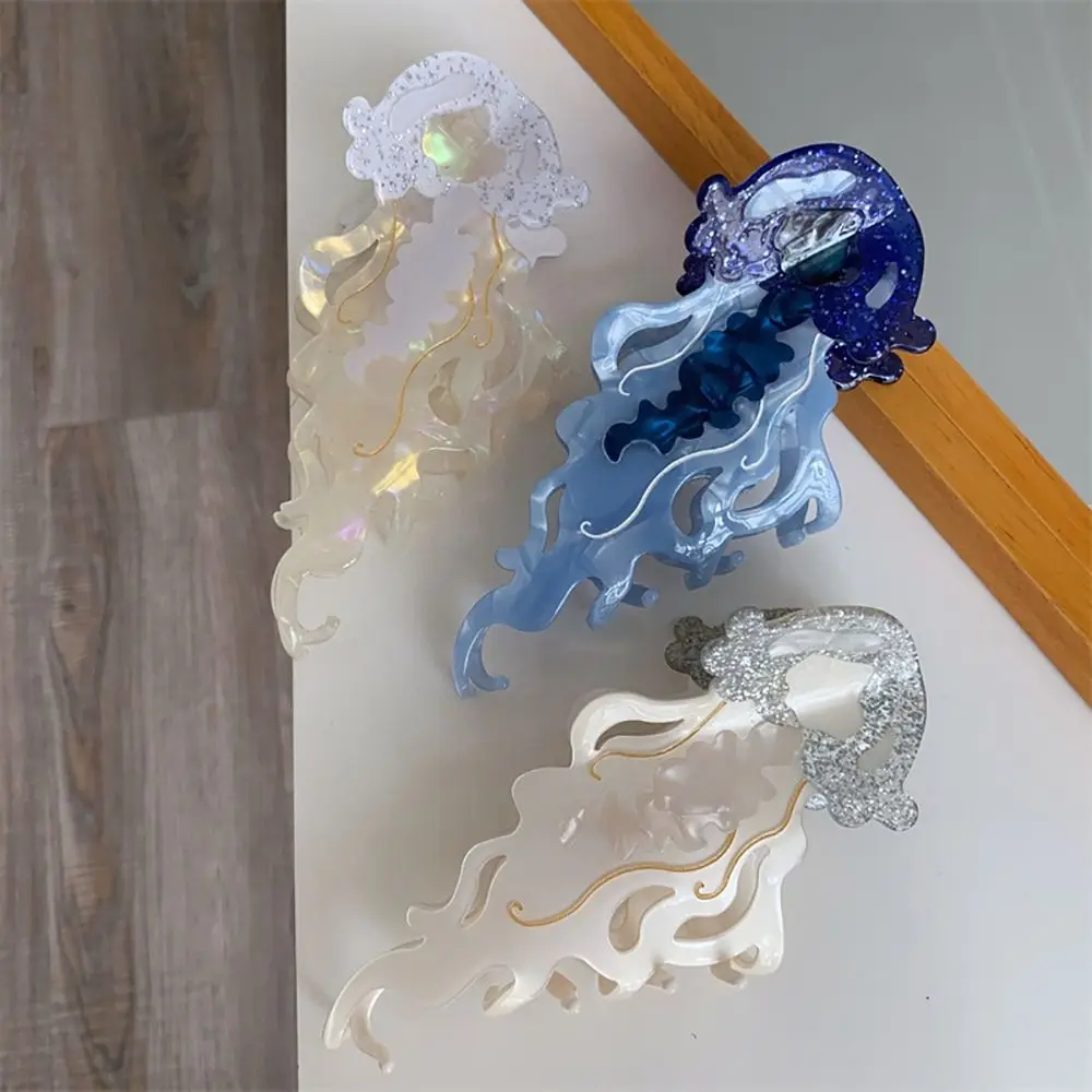 1Pcs New Shark Jellyfish Hair Clip Acetate Labge Marine Life Hair Claw Summer Beach Colorful Hair Accessories Women Girls