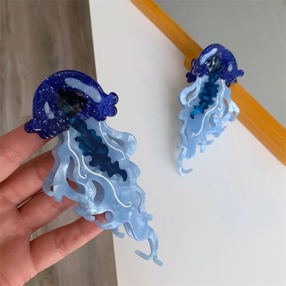 1Pcs New Shark Jellyfish Hair Clip Acetate Labge Marine Life Hair Claw Summer Beach Colorful Hair Accessories Women Girls