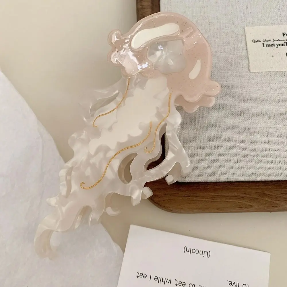 1Pcs New Shark Jellyfish Hair Clip Acetate Labge Marine Life Hair Claw Summer Beach Colorful Hair Accessories Women Girls