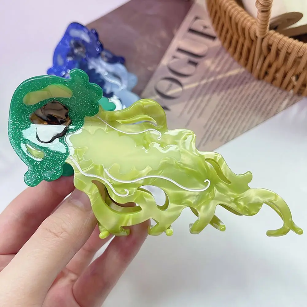 1Pcs New Shark Jellyfish Hair Clip Acetate Labge Marine Life Hair Claw Summer Beach Colorful Hair Accessories Women Girls