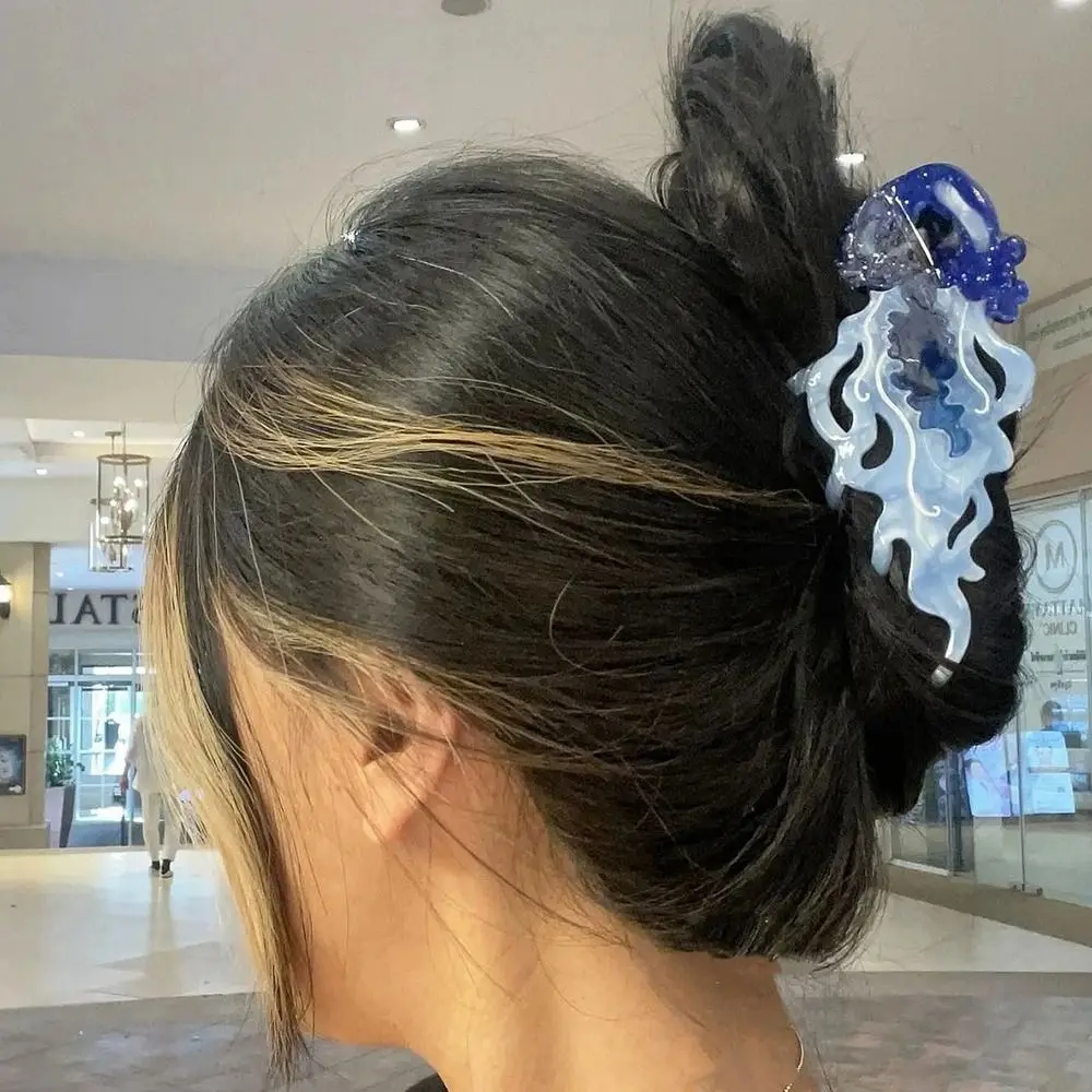 1Pcs New Shark Jellyfish Hair Clip Acetate Labge Marine Life Hair Claw Summer Beach Colorful Hair Accessories Women Girls