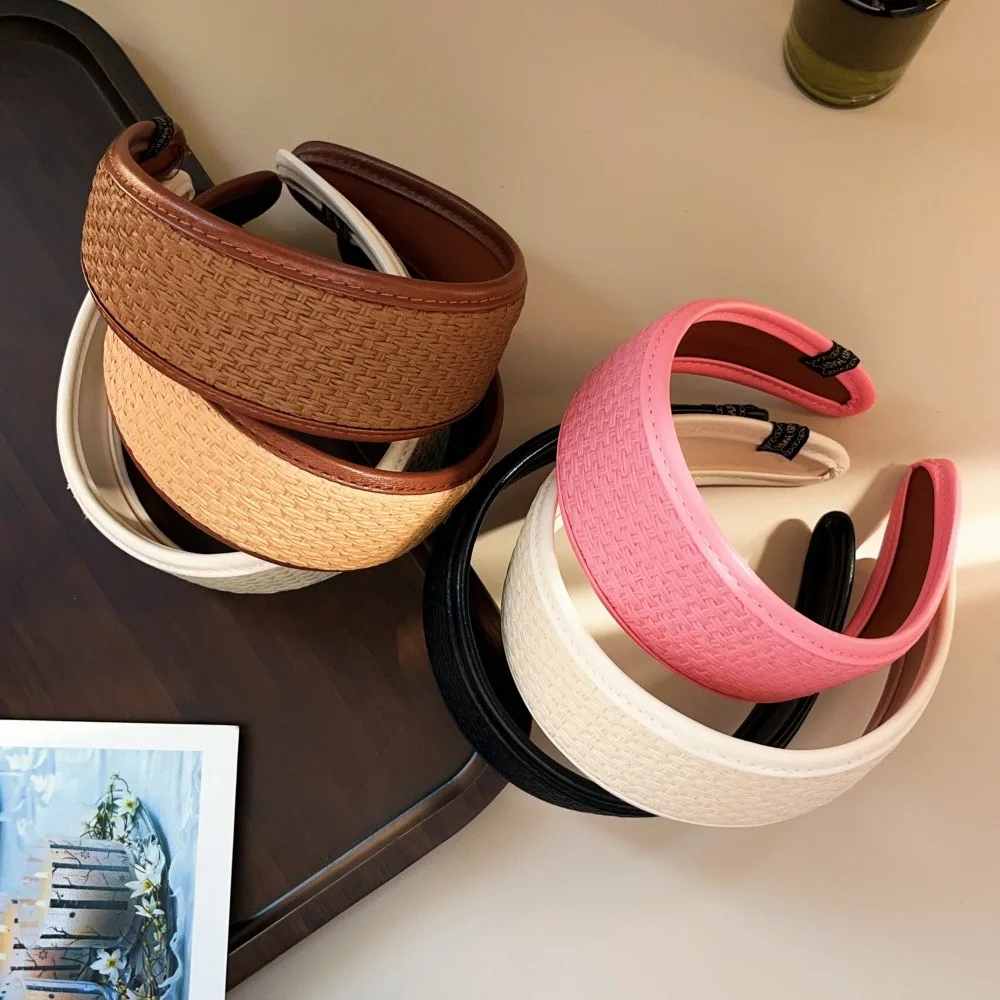 New 2025 Retro PU Leather Hairbands Wide Turbans Non-slip Hoop Headband Elegant Hair Accessories Women Girls Fashion Items Gifts