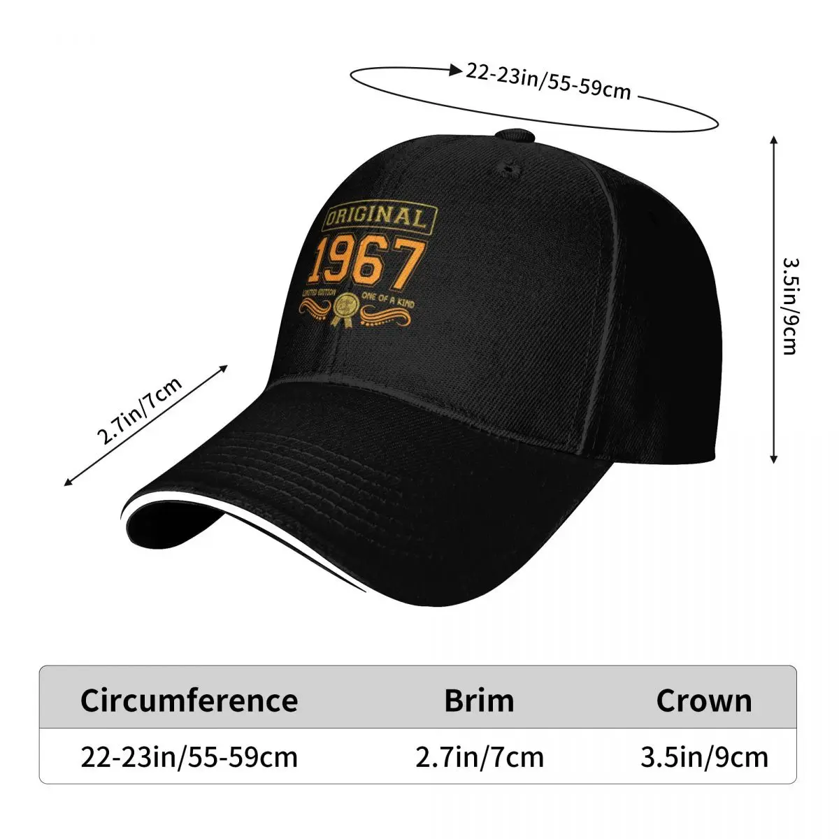 55 years old 55th Birthday Anniversary Best Limited 1967 Baseball Cap Hat Man Luxury New In Hat fishing hat Caps Women Men's