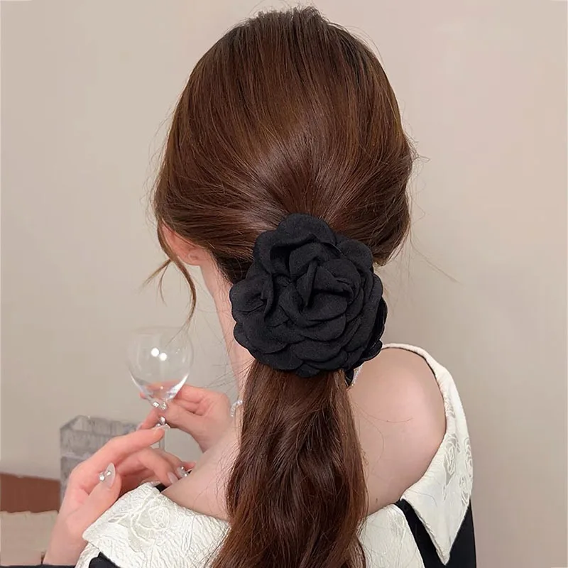 5pcs Fashion Fabric Rose Flower Hair Claw Clip For Women Elegant Colorful Big Hair Clips Grab Hairpins Set Girl Hair Accessories