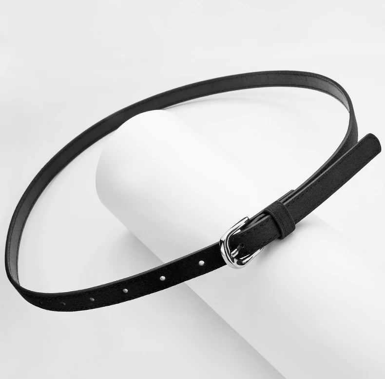 Simple Design For Women's Thin Belt Fashion Casual Versatile Jeans Accessories Girdle Suede Pu Leather Pin Buckle Waistband