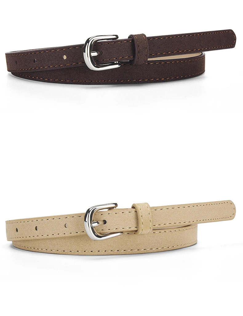 Simple Design For Women's Thin Belt Fashion Casual Versatile Jeans Accessories Girdle Suede Pu Leather Pin Buckle Waistband