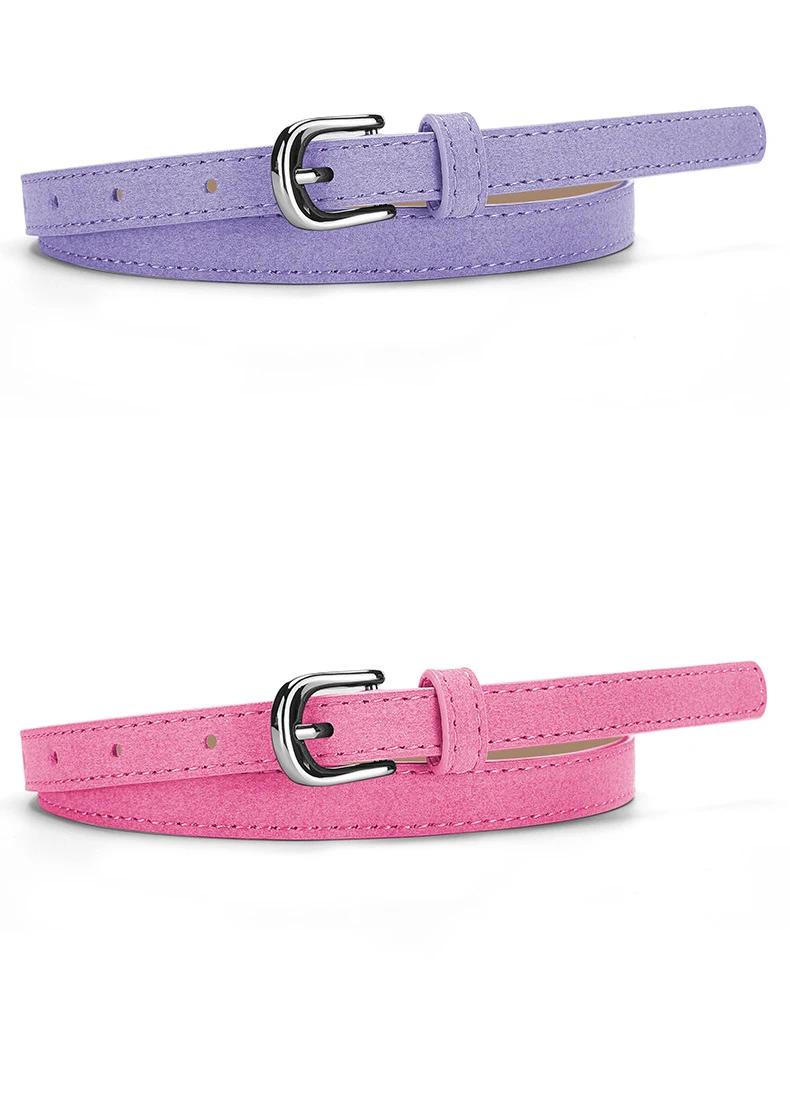 Simple Design For Women's Thin Belt Fashion Casual Versatile Jeans Accessories Girdle Suede Pu Leather Pin Buckle Waistband