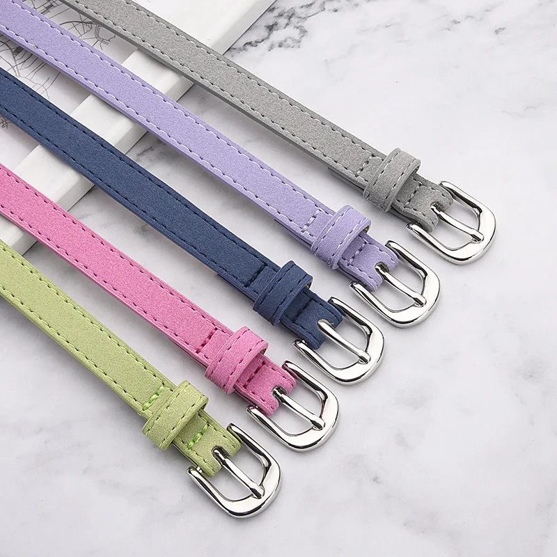 Simple Design For Women's Thin Belt Fashion Casual Versatile Jeans Accessories Girdle Suede Pu Leather Pin Buckle Waistband
