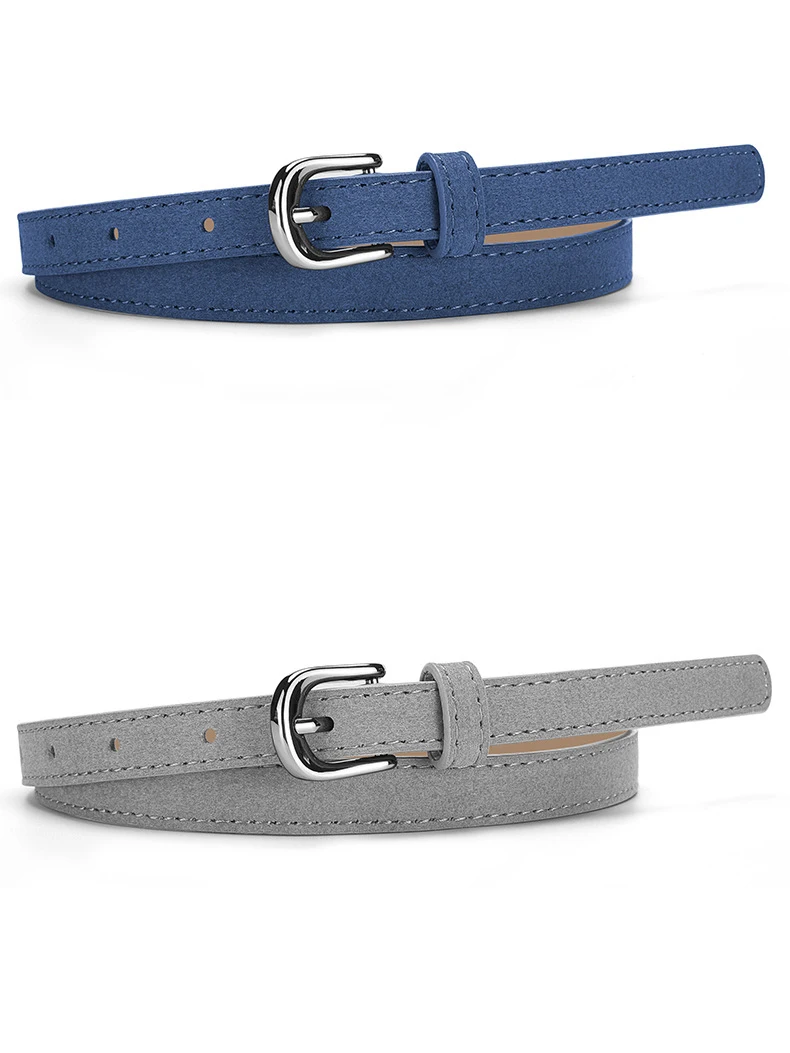 Simple Design For Women's Thin Belt Fashion Casual Versatile Jeans Accessories Girdle Suede Pu Leather Pin Buckle Waistband