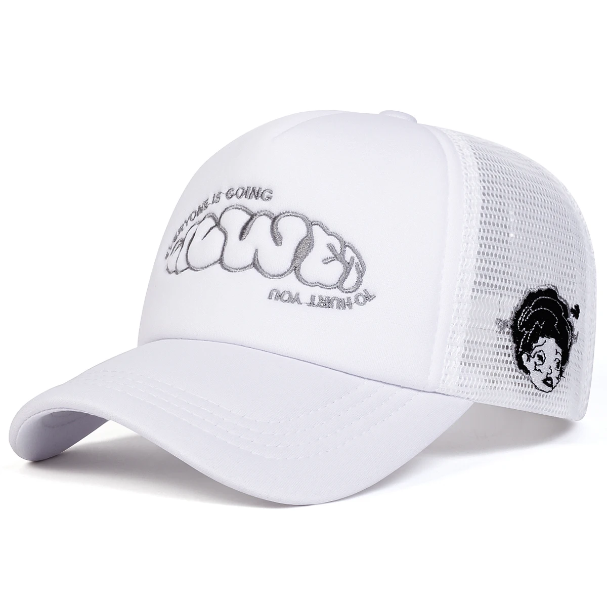 Unisex EVERYONE IS GOING Embroidery Baseball Net Caps Spring and Summer Outdoor Adjustable Casual Hats Hip Hop Hat Sunscreen Hat