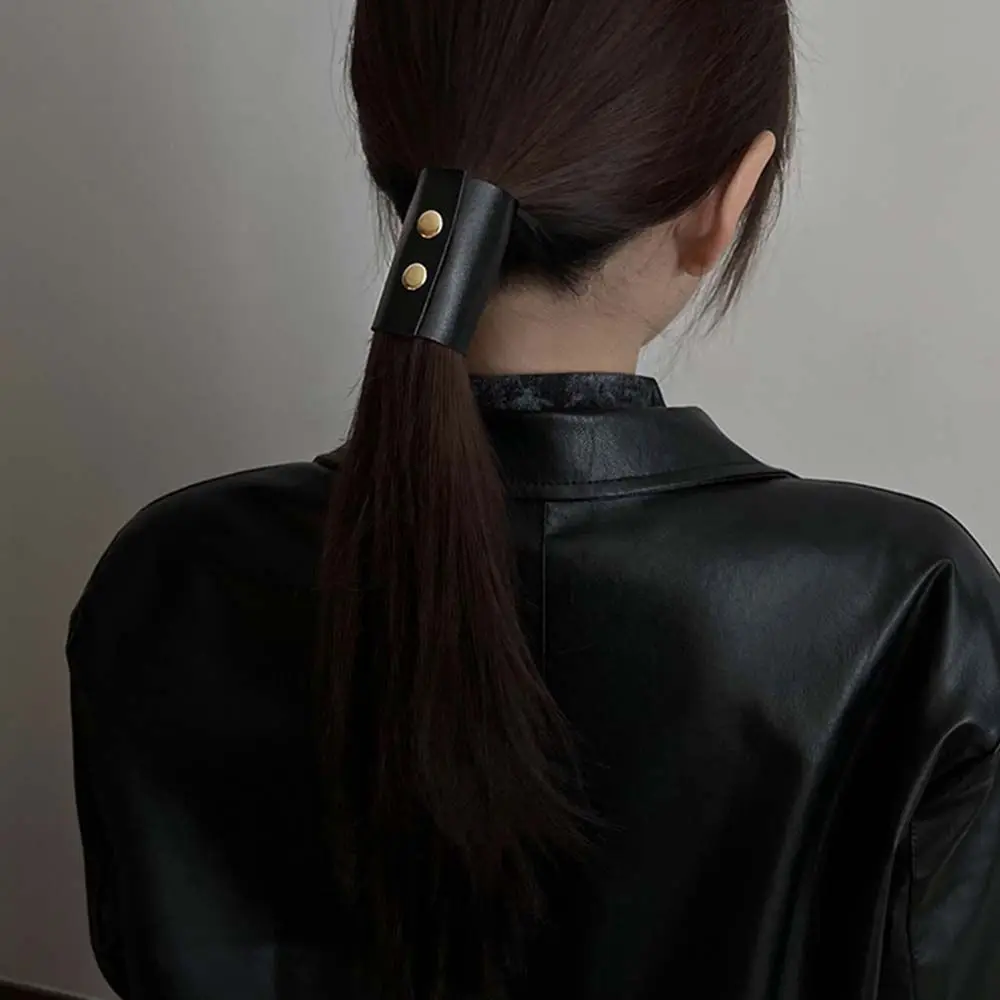 Hair Accessories Girl's Headwear Hair Wrap Korean Style Hair Cuff Ponytail Holder PU Leather Hair Band Women's hair clips