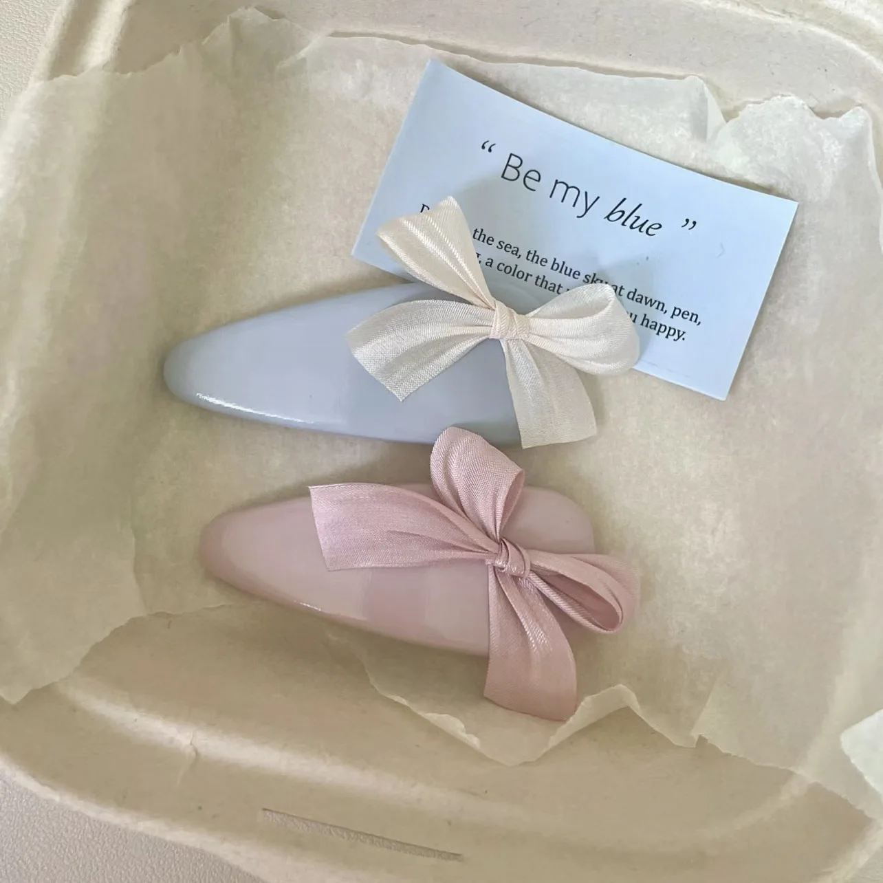 Sweet Mesh Bow Leather Hair Clip Water Droplet BB Clip Break Clip Bangs Side Clip Gentle Temperament Hair Accessory for Women