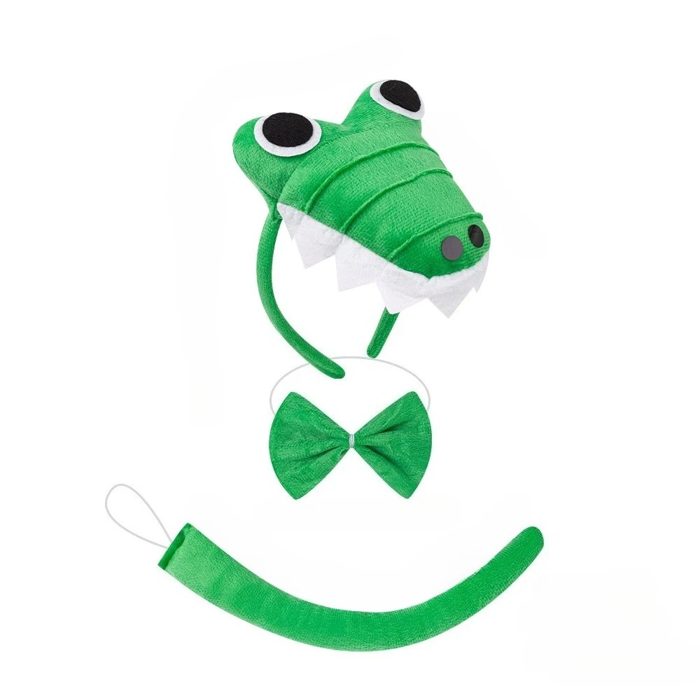 Animal Crocodile Dinosaur Turtle Headband Tail Bow Plush Party Headpiece Hair Hoop Party Cosplay Costume Props