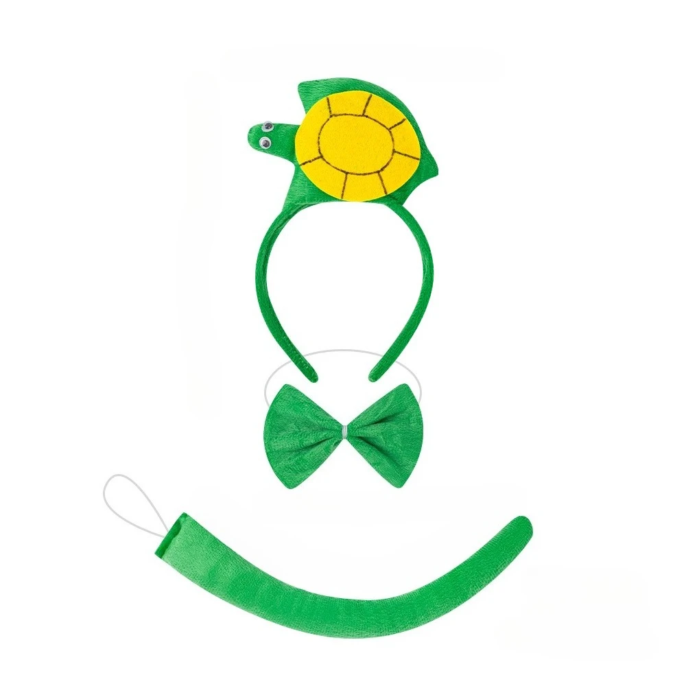 Animal Crocodile Dinosaur Turtle Headband Tail Bow Plush Party Headpiece Hair Hoop Party Cosplay Costume Props
