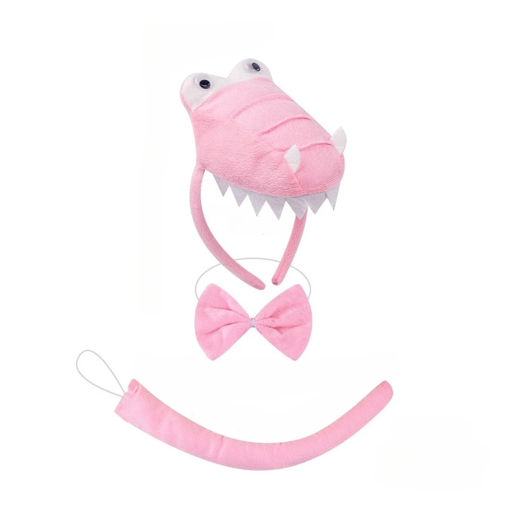 Animal Crocodile Dinosaur Turtle Headband Tail Bow Plush Party Headpiece Hair Hoop Party Cosplay Costume Props