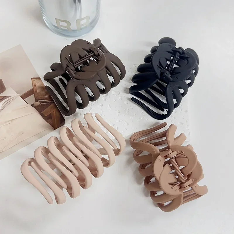 Elegant Matte Solid Pumpkin Hair Claw For Women Sweet Hair Ornament Long Hair Holder Headband Hair Clip Hairpin Hair Accessories