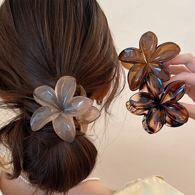 Women's Egg Flower Hair Claws Clips Crab Shaped Lightweight Plastic Hair Clips Large Hairpins Ponytail Fashion Hair Accessories
