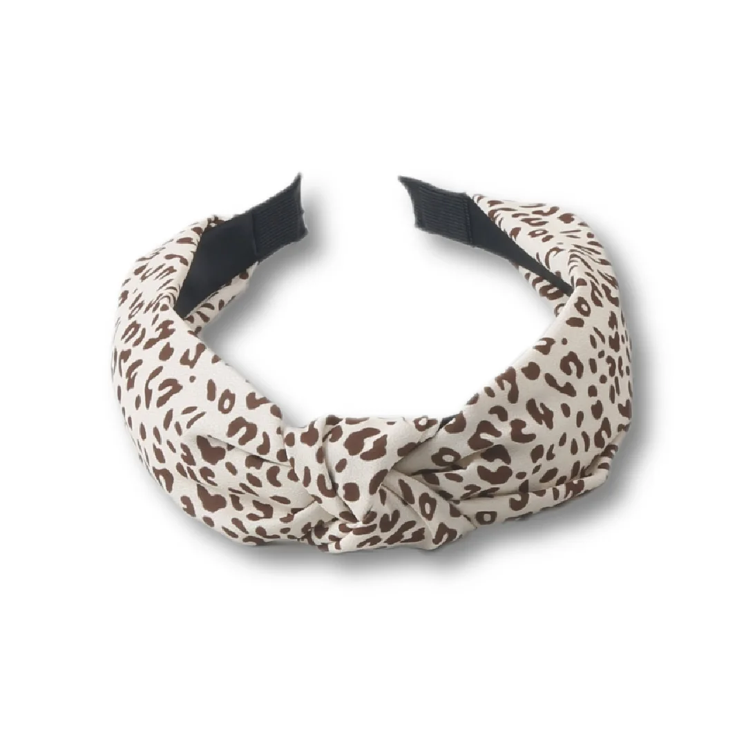 1PC Retro Leopard Wide Edge Fabric Hairband Summer New Cross Knot Temperament Simple Fashion Headband