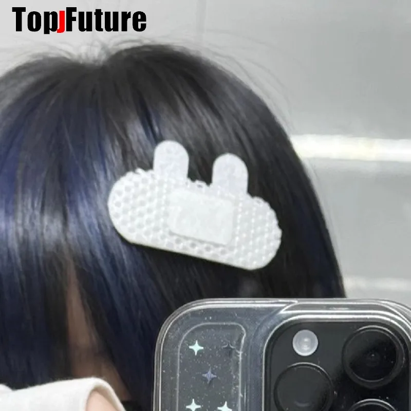 Y2K Girl Harajuku Gothic Lolita Sick Subculture Medical Series White Bandage Medical Band Aid Bunny Hair Clip Hairgrips Hairpin