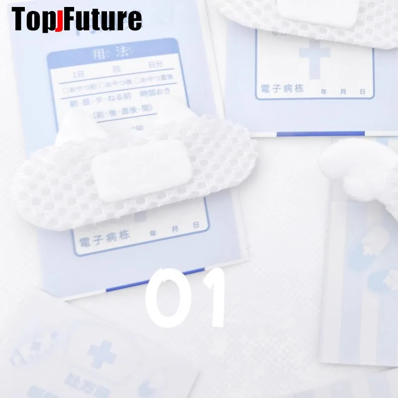 Y2K Girl Harajuku Gothic Lolita Sick Subculture Medical Series White Bandage Medical Band Aid Bunny Hair Clip Hairgrips Hairpin