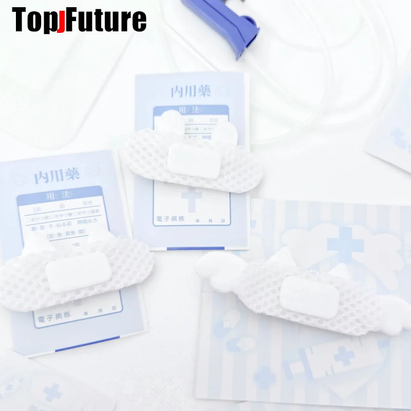 Y2K Girl Harajuku Gothic Lolita Sick Subculture Medical Series White Bandage Medical Band Aid Bunny Hair Clip Hairgrips Hairpin