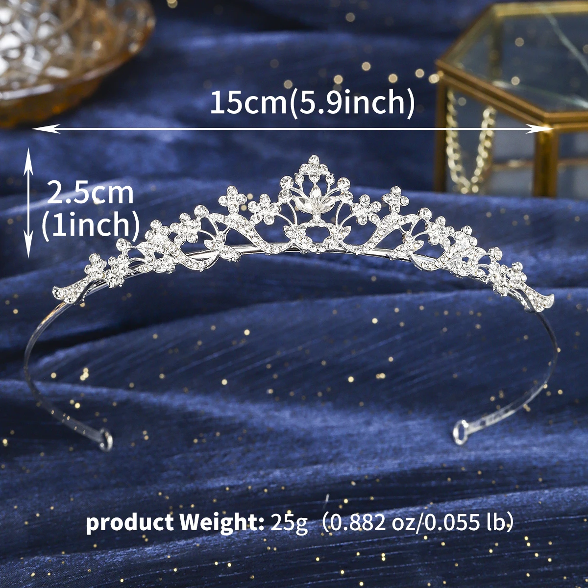 Silver Luxury Pearl Women's Crown Delicate Rhinestone Flower Tiara Hair Band Holiday Party Jewelry Hair Accessories As Gift