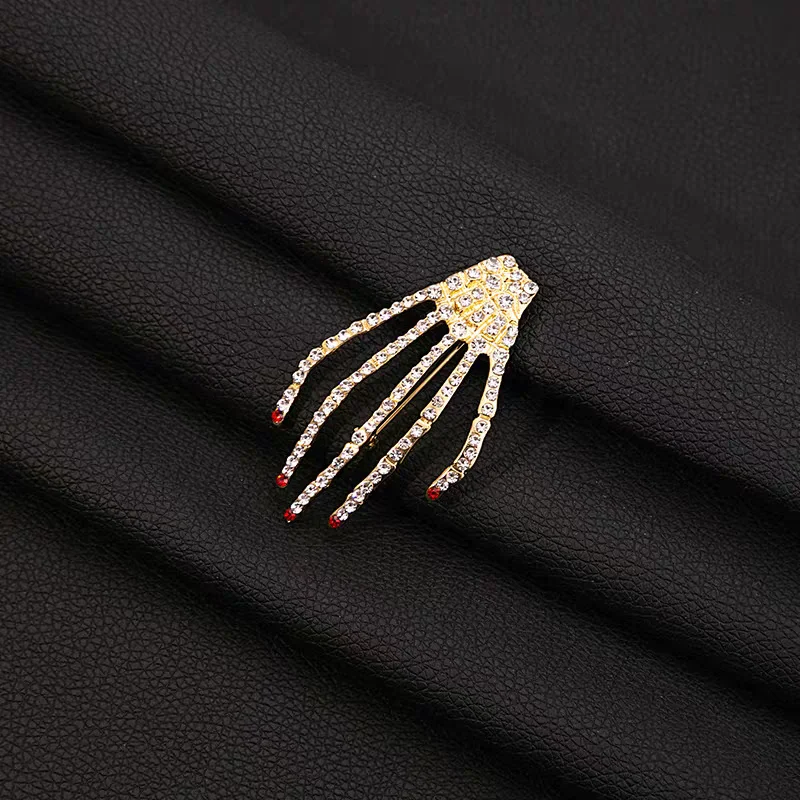 2PC Fashion Alloy Crystal Skeleton Hand Hairpin Hair Side Clips for Women Girls Nightclub Hair Accessories Tool