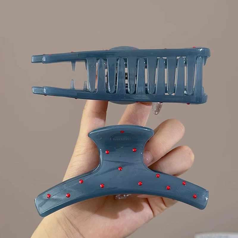Vintage Hair Clips Korean Blue Polka Dot Red Bow Hair Clip Designer Luxury Shark Clip Women's Headdress Accessories 2025