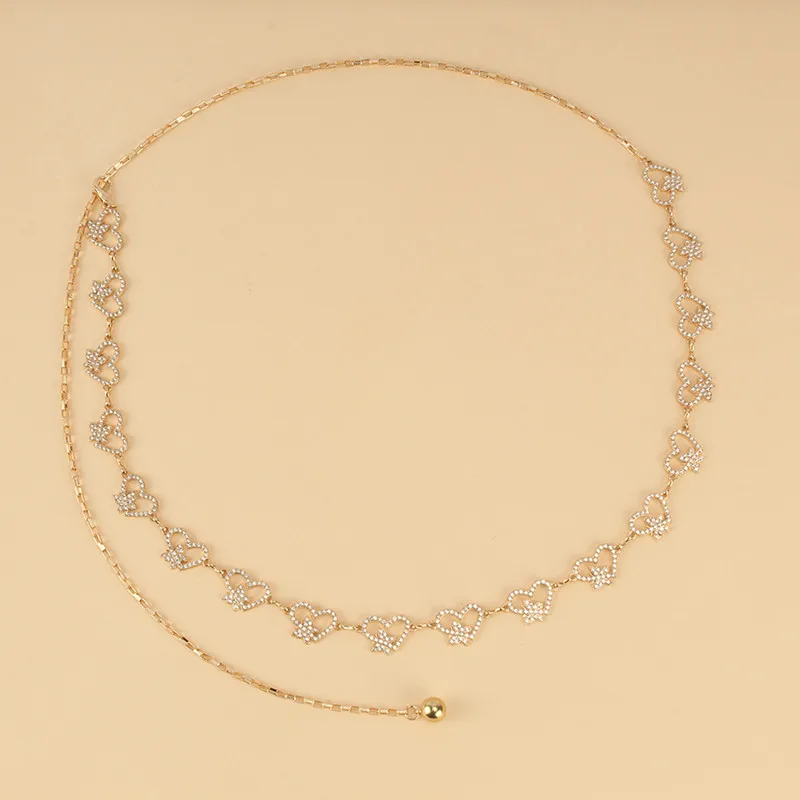 Love Butterfly Belt Rhinestone-Metal Gold Silver Carving Chunky Waist Chain Accessories for Women