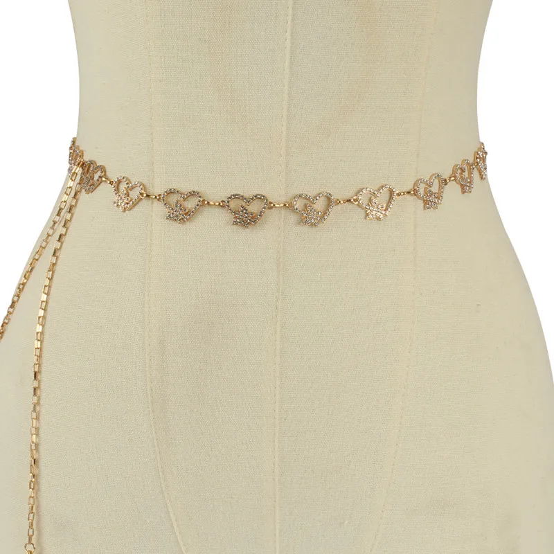 Love Butterfly Belt Rhinestone-Metal Gold Silver Carving Chunky Waist Chain Accessories for Women