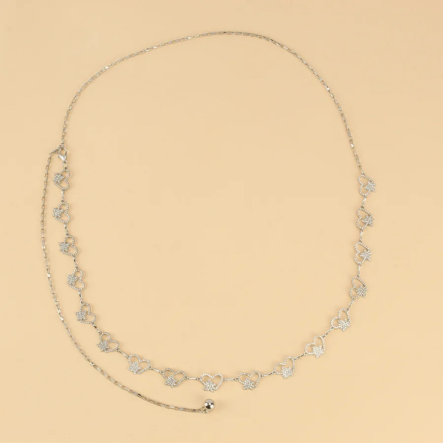 Love Butterfly Belt Rhinestone-Metal Gold Silver Carving Chunky Waist Chain Accessories for Women