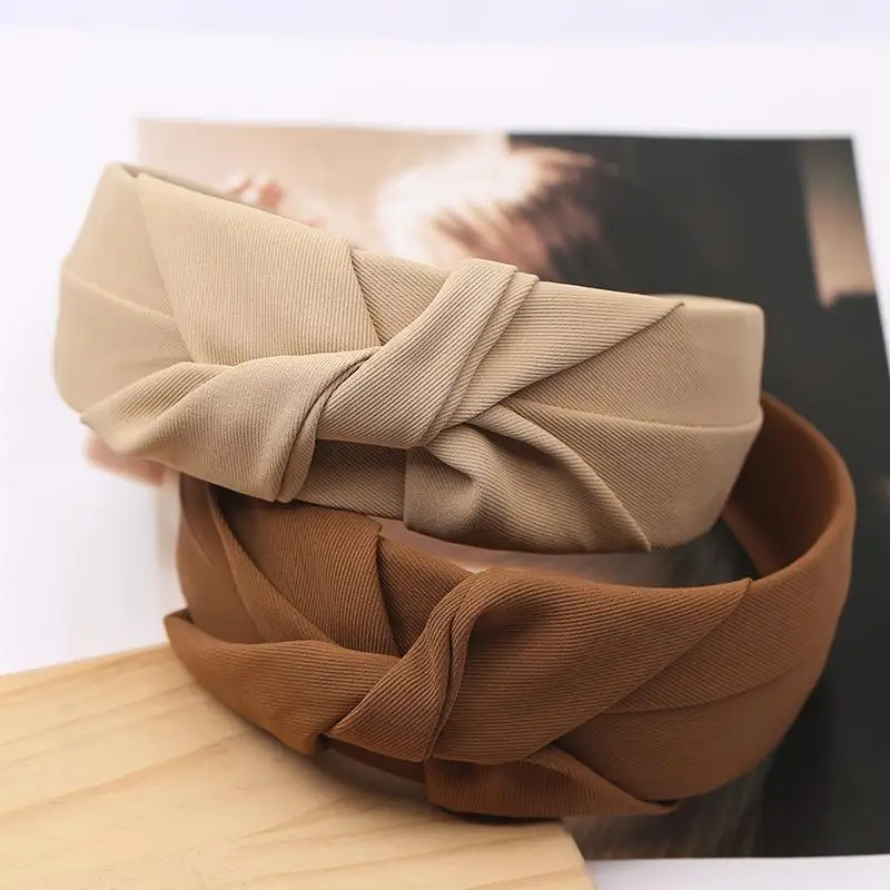 New Knotted Headbands for Women Headdress Girls Vintage Hair Bands Cloth Wide Hairband Soft Hair Hoop Hair Accessories Headwear